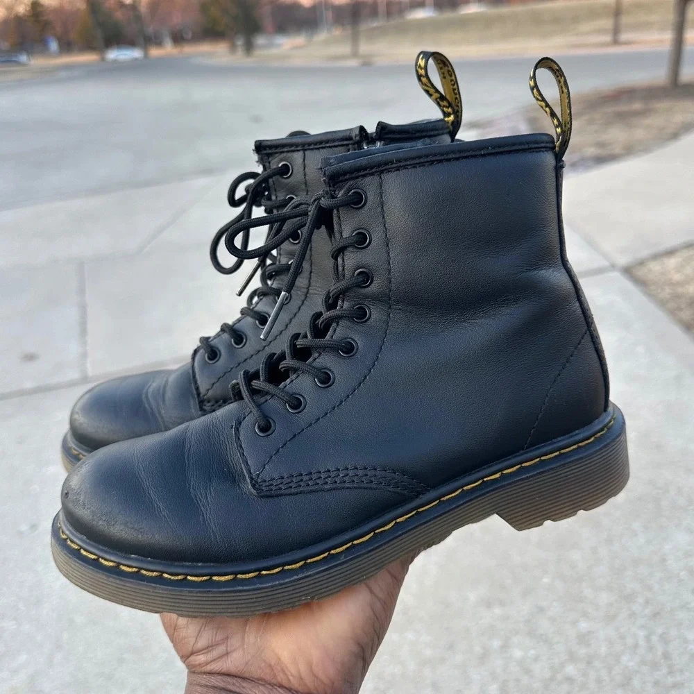 Dr. Martens Kids 1460 Softy T‎ Leather Lace-Up Boots Kids Size 3 Black